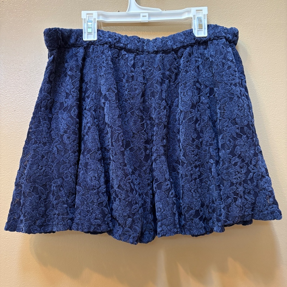 Aerie Lace Godet Lined Navy Mini Skirt Size L NWT - Picture 2 of 9